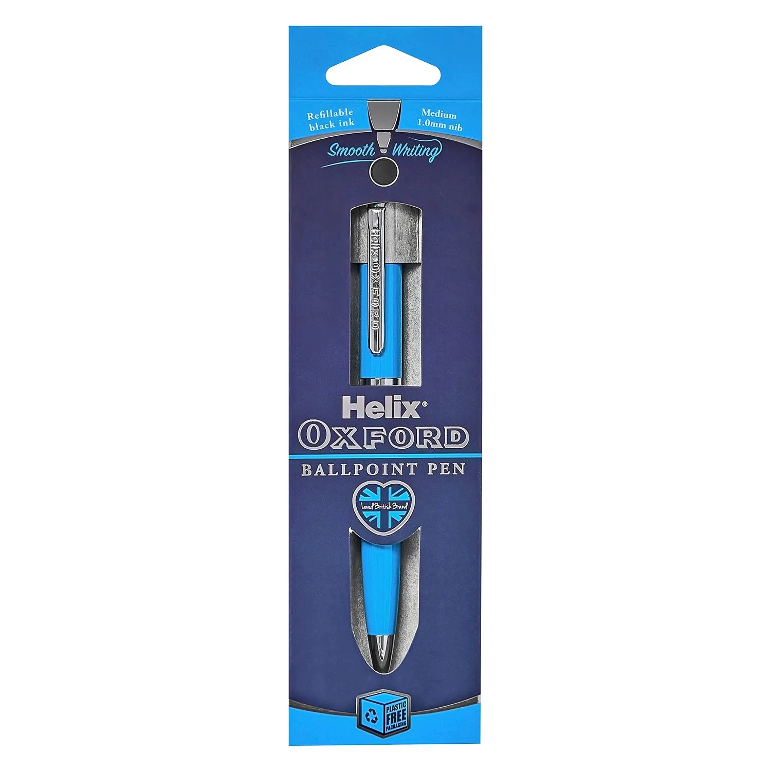 Helix Oxford Premium Ballpoint Pen (Light Blue) with Plastic Free Packaging, 209816