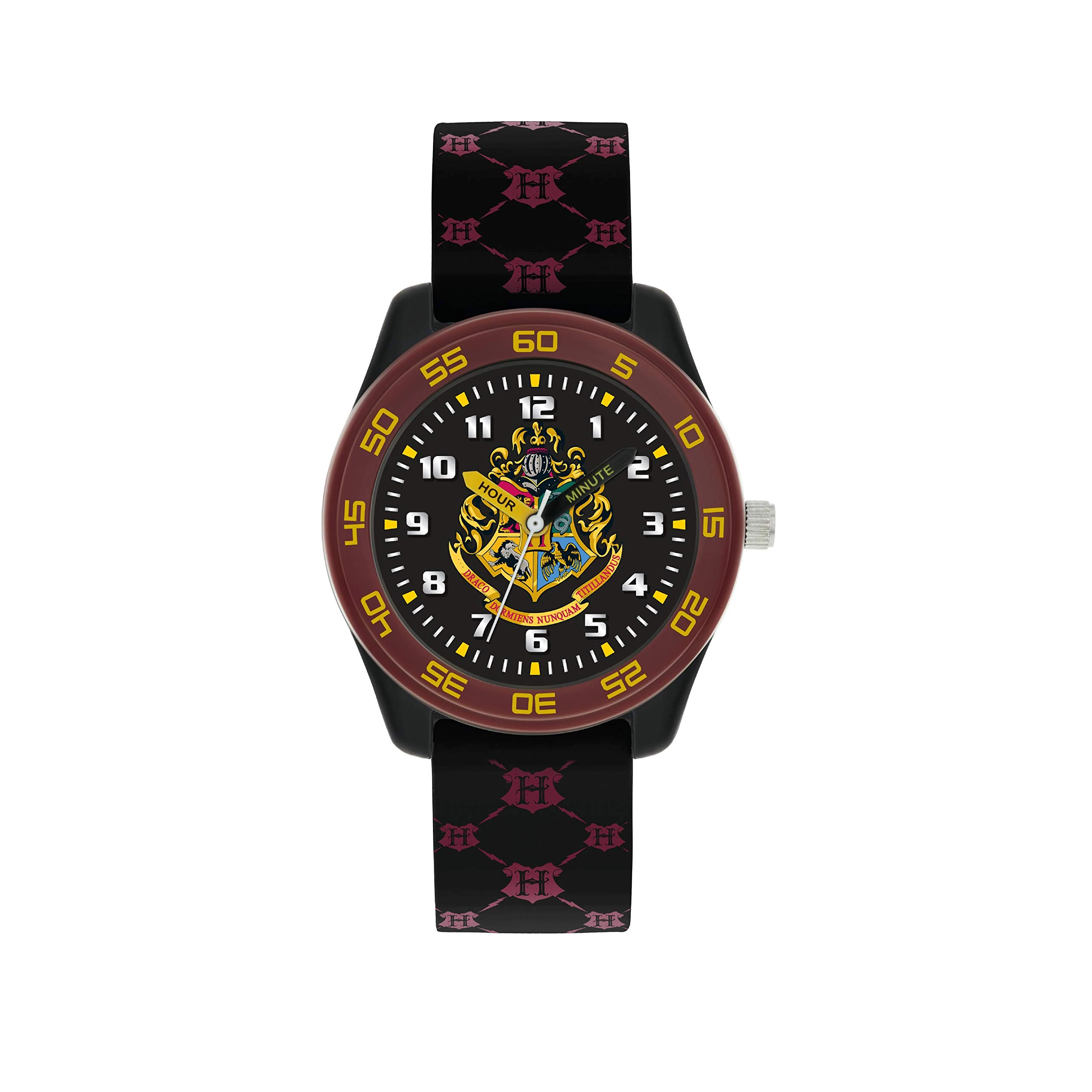 Harry Potter Kids Black Rubber Strap Time Teacher Watch HP9050,Black