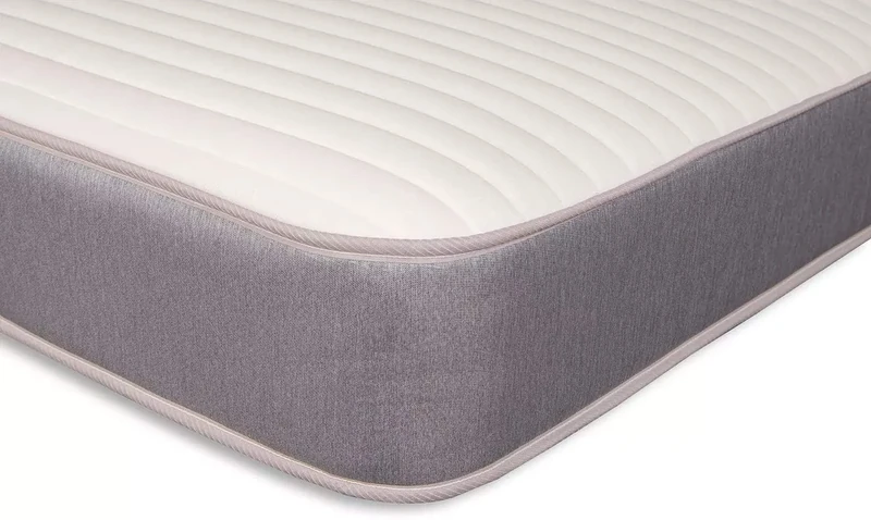 Starlight Beds 8 Inch Double Memory Foam Mattress, Hybrid With Springs. Cool Touch Straight Line, Grey, Soft Firmness. (4ft6 x 6ft3)