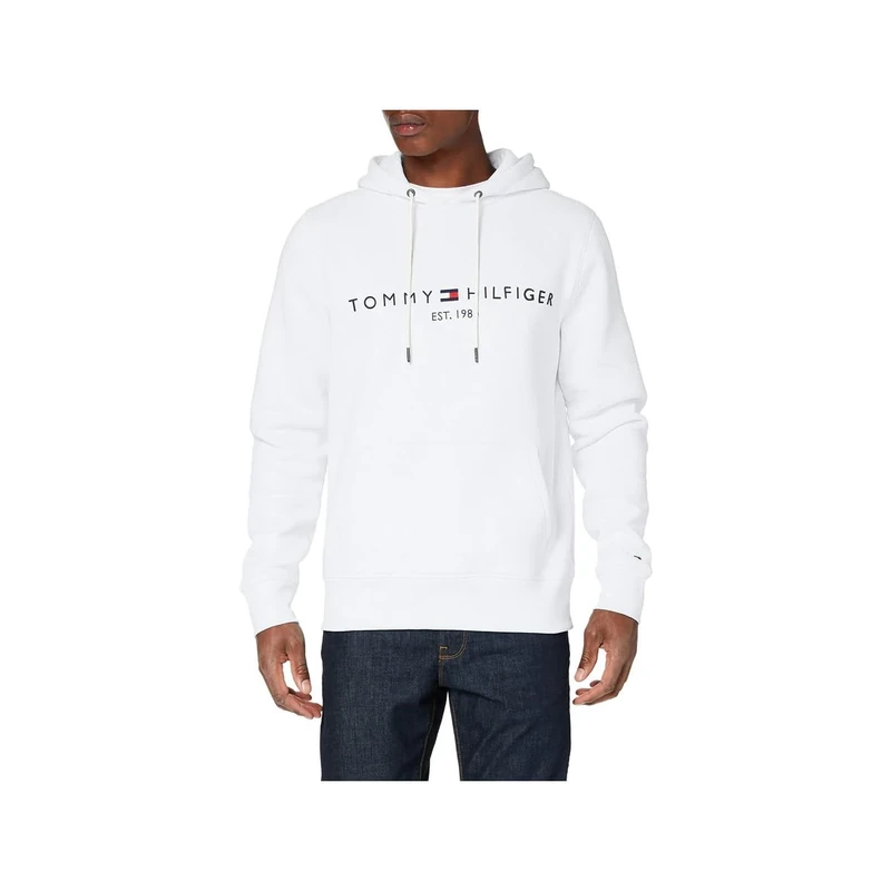 Tommy Hilfiger Men’s Tommy Logo Hoodie, White (White), XL