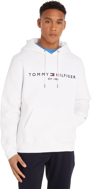 Tommy Hilfiger Men’s Tommy Logo Hoodie, White (White), L
