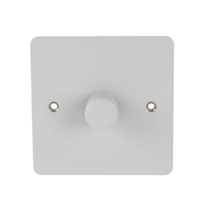 Schneider Electric Ultimate Flat Plate - Single 2 Way Dimmer Light Switch, Main & Low Voltage, 400W/VA, GU6212CPW, Painted White