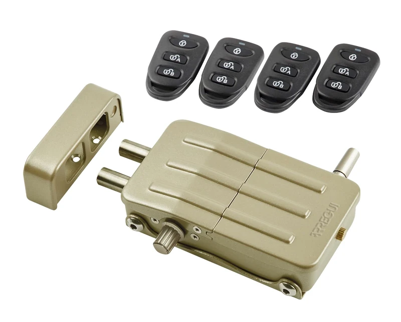 ARREGUI CI10D Invisible Security Door Lock with 4 Remote Controls | Anti-Theft | Anti Smash | Electronic Door Lock | Wireless Lock | Interior Lock | Gold