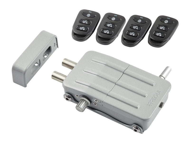 ARREGUI CI10P Invisible Door Lock with 4 Remote Controls | Keyless Additional Lock for Doors | Electronic Security Lock | Door Bolt Lock | Remote Control Latch | Silver