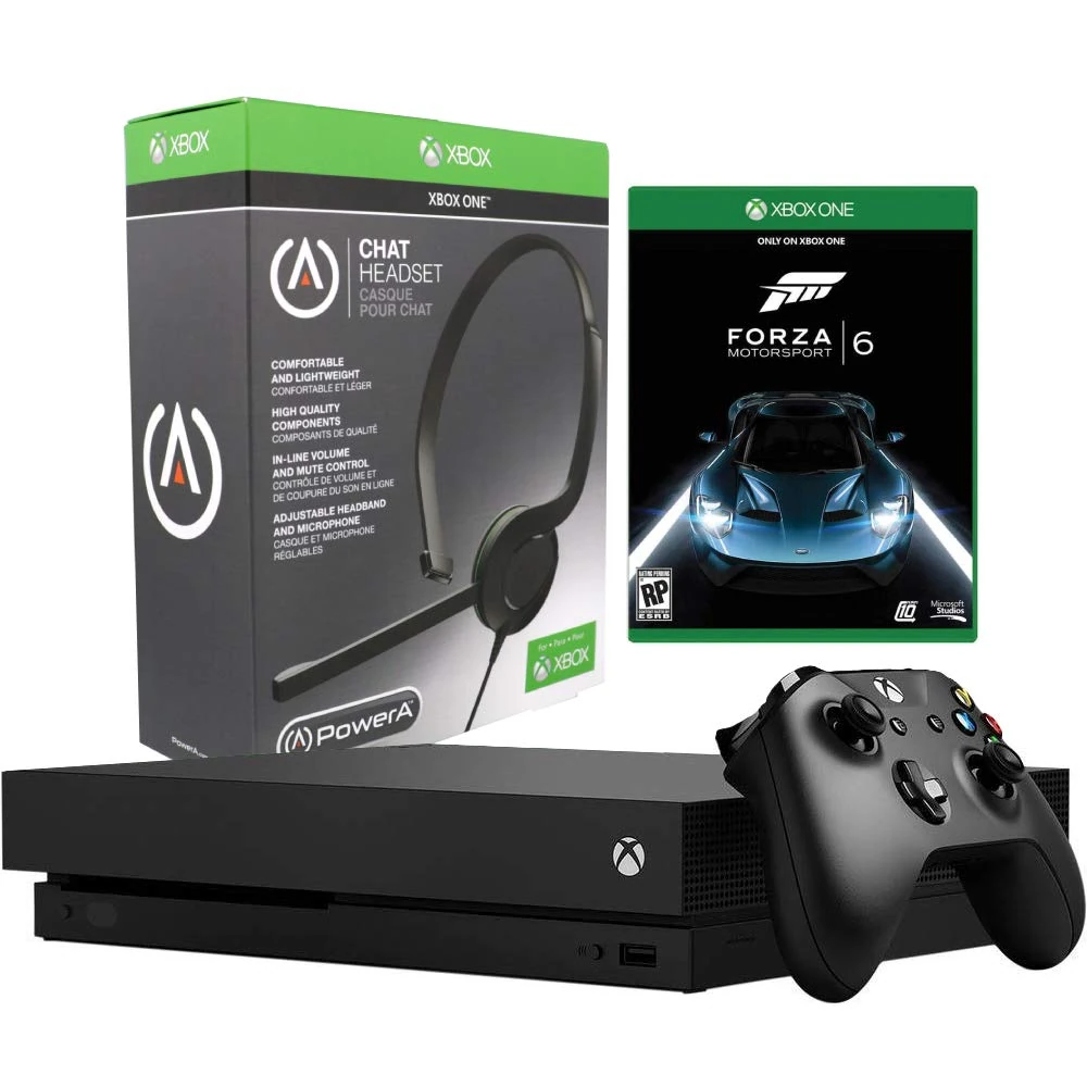 Microsoft Xbox One X 1TB Console with Chat Headset & Forza Motorsport 6 Bundle (Renewed)