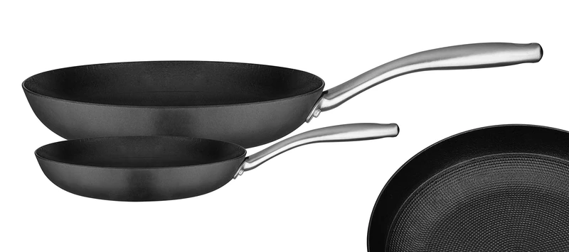 GSW Robusta 716505 Pan Set 2 Pieces Cast Iron Rust-Proof Stainless Steel Black