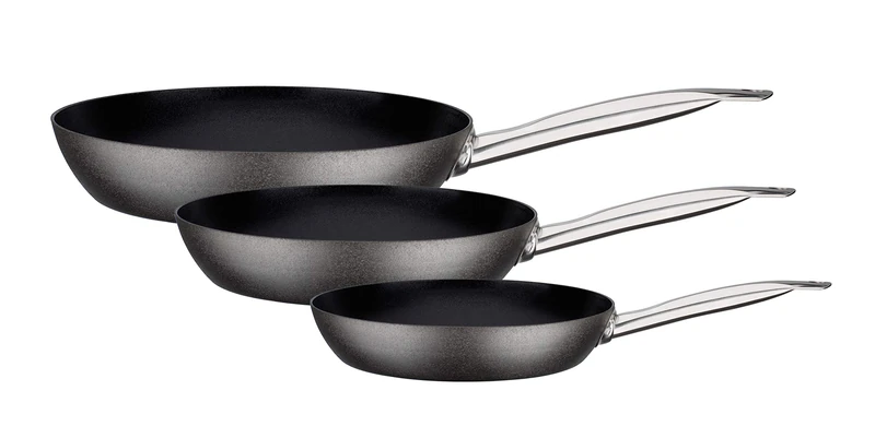 GSW Avanti 166652 3-Piece Pan Set Carbon Steel Rust-Proof Stainless Steel Black