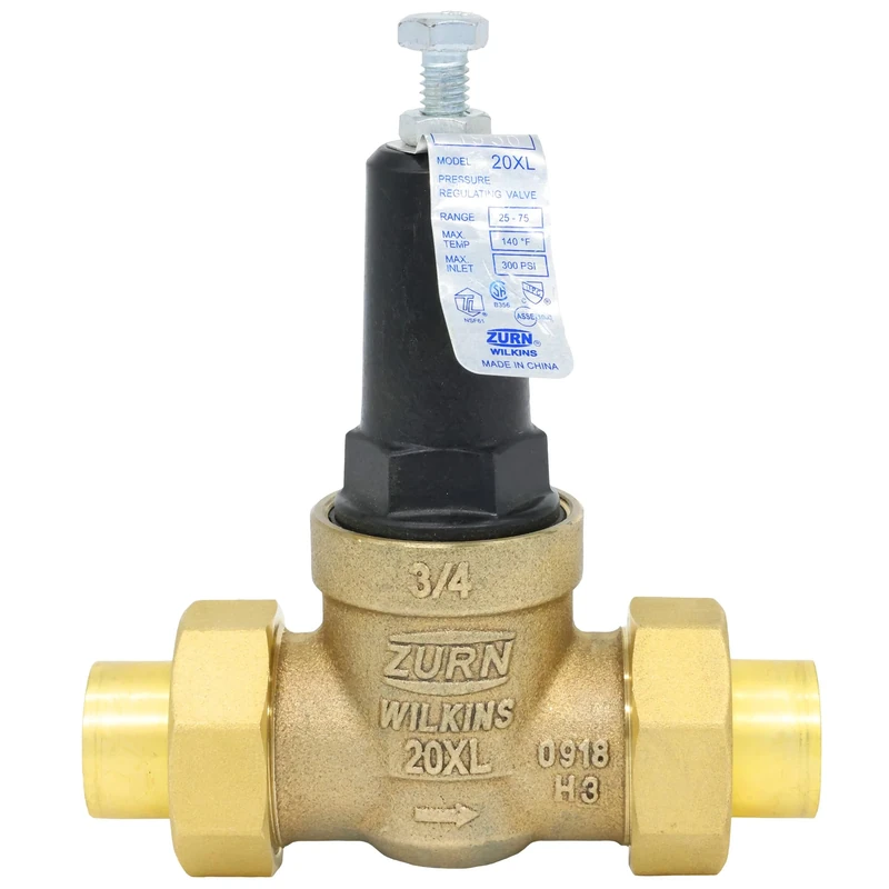 Zurn 34-20XLDUC 3/4" 20XL PRV 25-75 PSI Double Union Copper Sweat x Copper Sweat Lead Free