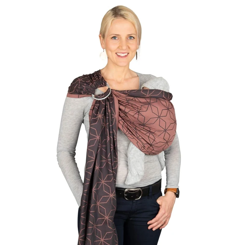 Hoppediz Ring-Sling Baby Sling from Birth 100% Organic Cotton Malmö Rose Design