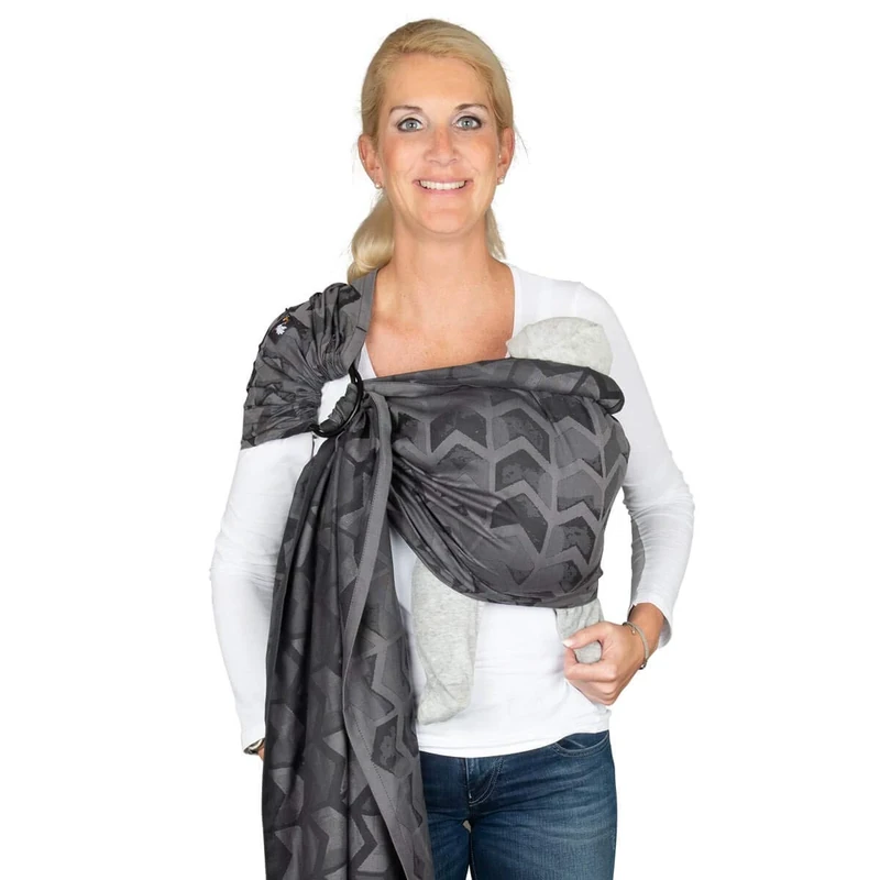 Hoppediz Ring-Sling Baby Sling from Birth 100% Organic Cotton Amsterdam Black
