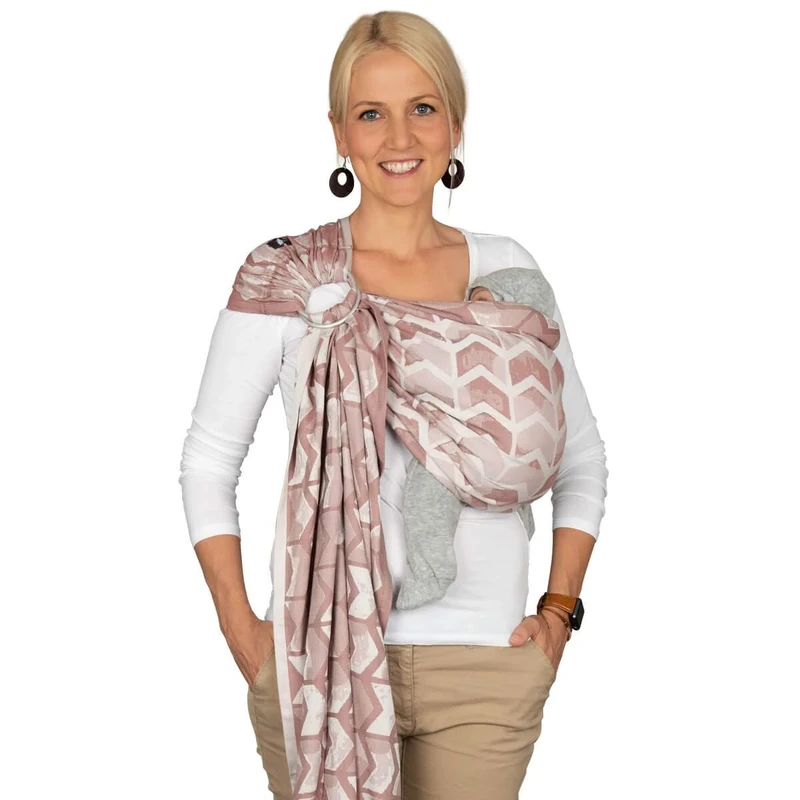 Hoppediz Ring-Sling Baby Sling from Birth 100% Organic Cotton Amsterdam Rose Design