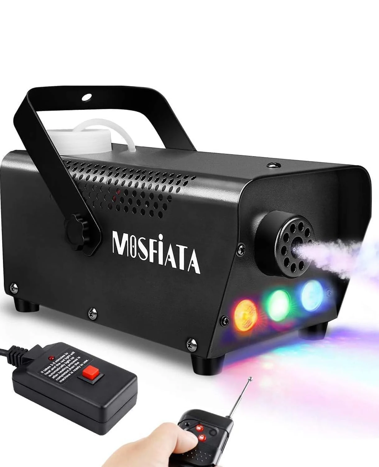 500W Smoke Machine,3 LED Light with Wireless Remote Control, Fog Machine with Controllable Lights,Professional DJ Controller,2000 CFM Huge Fog for Halloween Holidays Party
