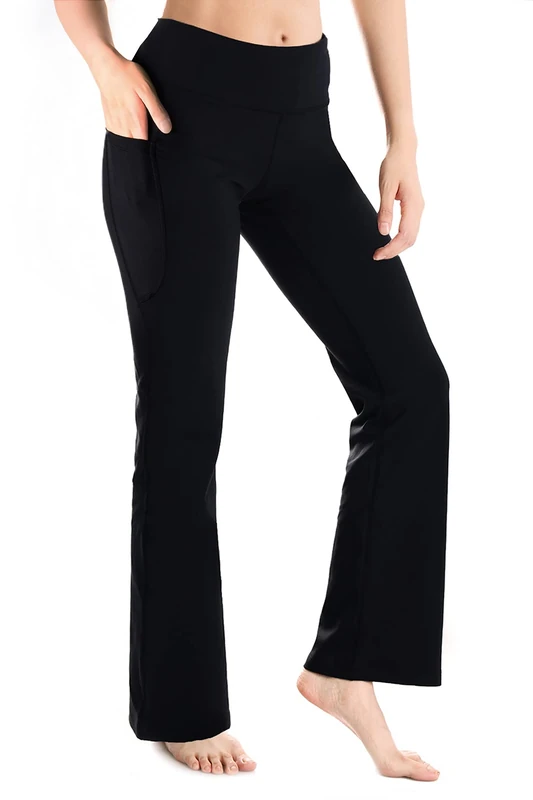 Yogipace,25"/27"/29"/31"/33"/35"/37",Women's Bootcut Yoga Pants Lounge Workout Pants with Side Pockets - Image 1