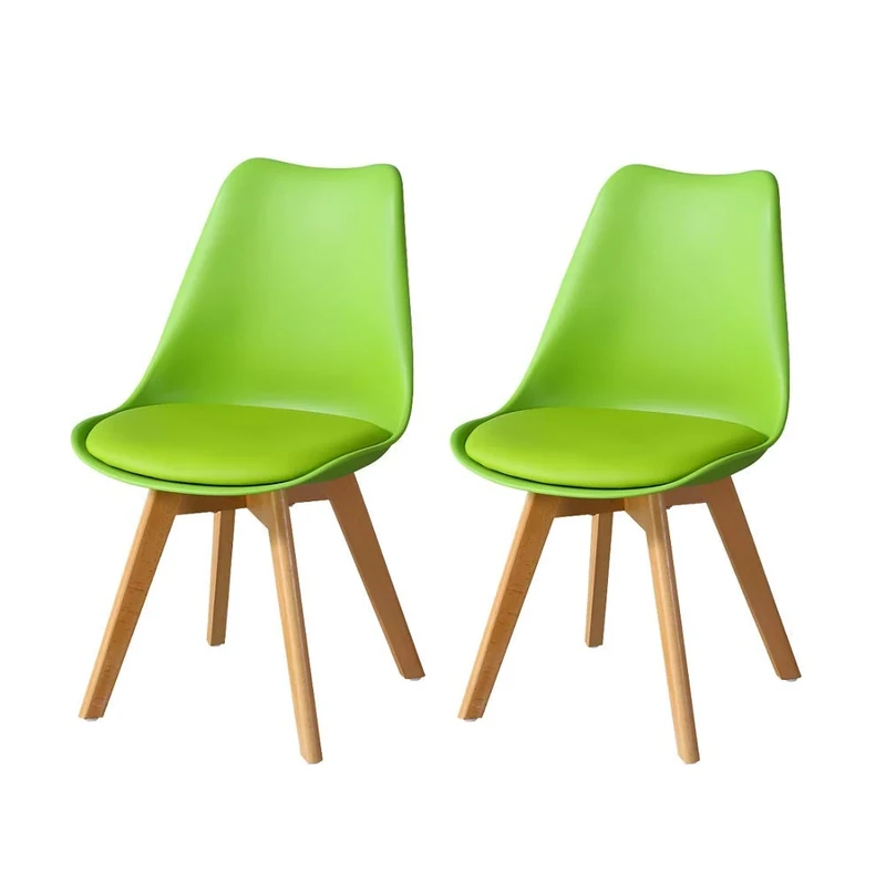 TUKAILAi 2PCS Green Retro Style Dining Chairs with Solid Wood Legs and Padded Seat - Living Room & Kitchen Chairs