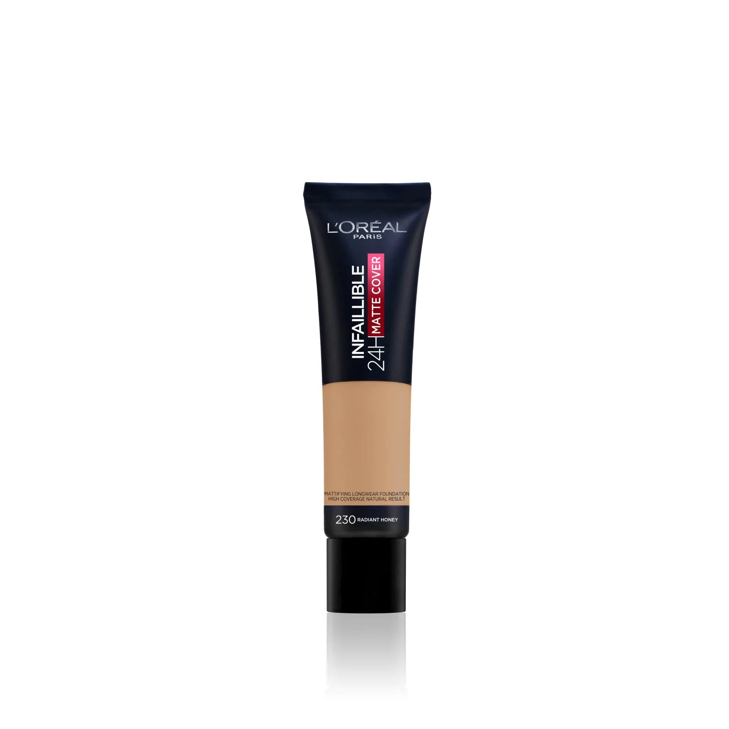 L'Oreal Paris Cover Liquid Foundation, With 4 percent Niacinamide, Long Lasting, Natural Finish, Available in 20 Shades, SPF 25, Infallible 32H Matte Cover, Shade 230, 30 ml