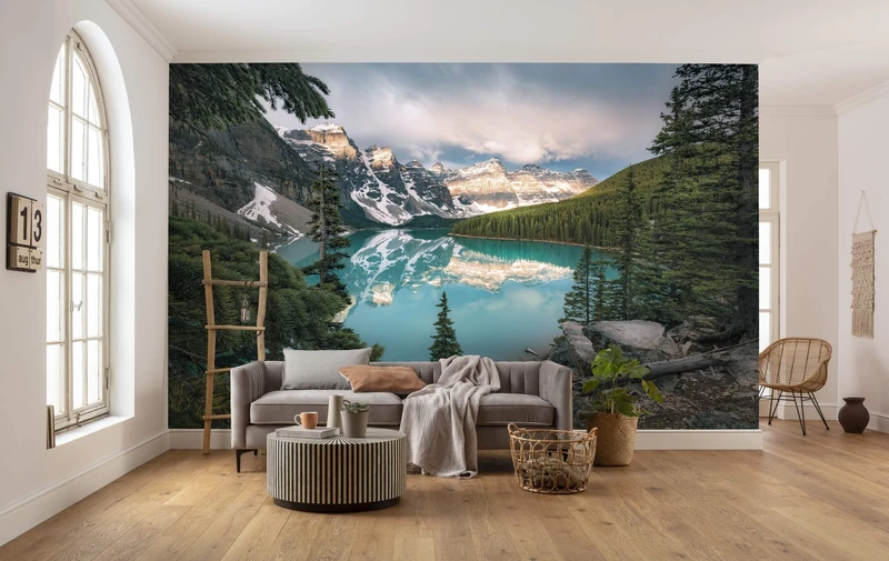 Komar Magic Moraine Morning Magic Non-Woven Photo Wallpaper XXL Decoration Nature Landscape Bedroom Living Room Office Hallway Size 450 x 280 cm (W x H)
