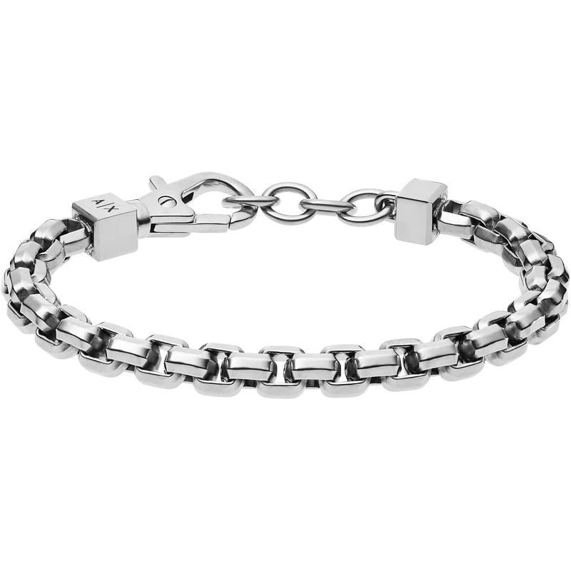 Armani Exchange Bracelet for Men -, L 24mm x W 15.5mm x H 6.2mm Silver Stainless Steel Bracelet, AXG0045040