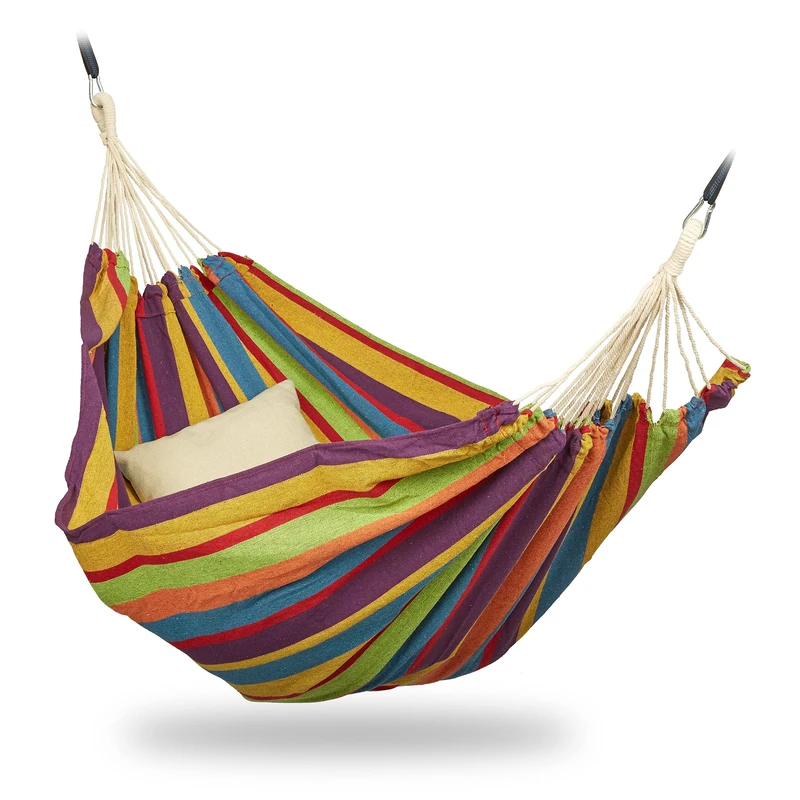 Relaxdays XXL Hammock for 2 Adults - Multi-coloured Cotton