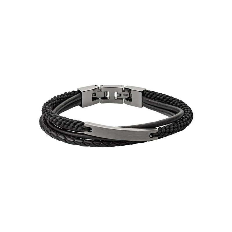 Fossil Men's Stainless steel or leather with fold over closure bracelet