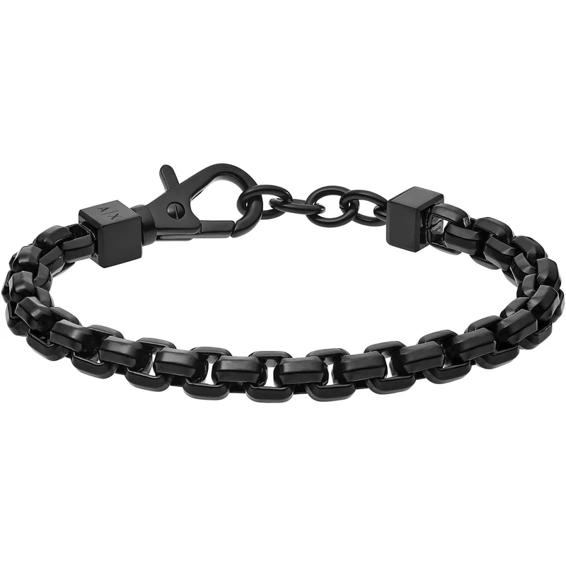 Armani Exchange Bracelet for Men -, Inner length: 185-205mm / Size chain link: 8x8x4mm black Stainless Steel Bracelet, AXG0047001