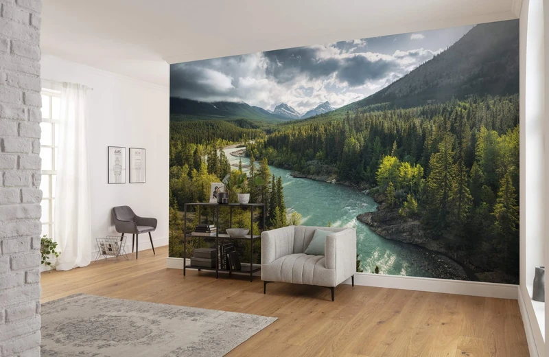 Komar SHX9-095, Non-Woven Photo Wallpaper with Wild Canada, XXL Decoration, Nature, Landscape, Bedroom, Living Room, Office, Hallway, Size 450 x 280 cm (Width x Height) Multi-Coloured