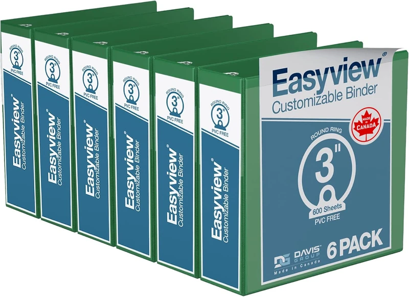 Easyview Premium, Round Ring, Customizable, View Binder, 6 Pack