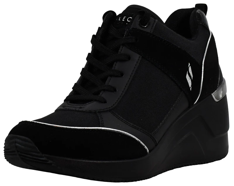 Skechers Women's Million-High N' Fly Sneaker, Black, 7.5 Medium US