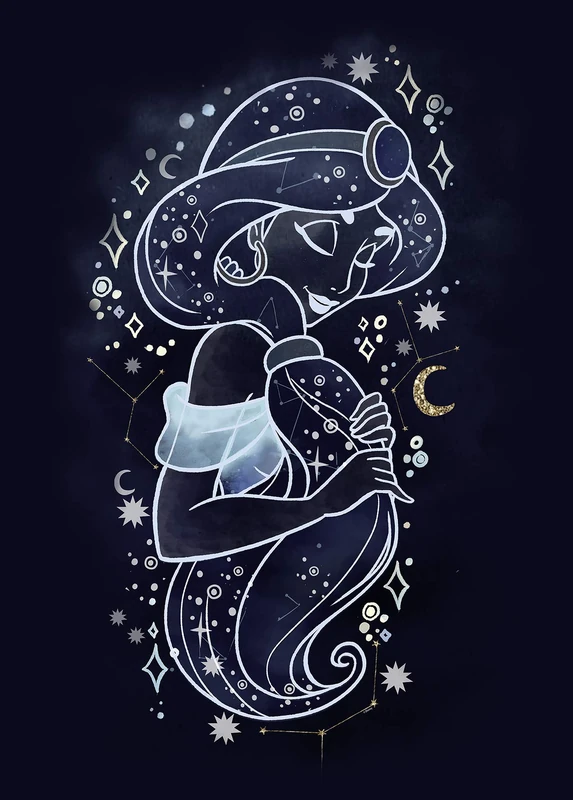 Komar Disney Wall Mural Jasmine Stars | Children's Room Decoration Art Print | Without Frame | WB084-50x70 | Size: 50 x 70 cm (Width x Height) - Image 1
