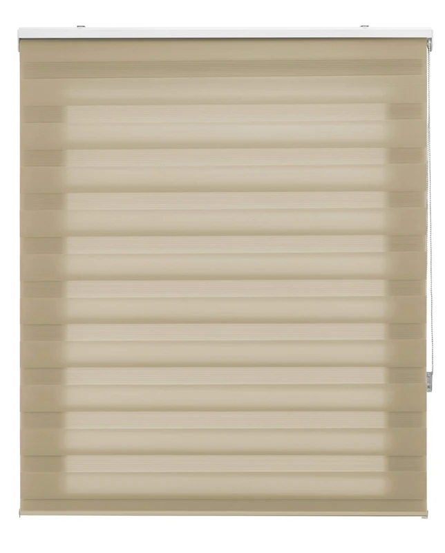 Blindecor | Night and Day Roller Blind to Measure | Double Layer | Beige | 120 x 180 cm (W x H) Fabric Size 117 x 175 cm | Window Blinds