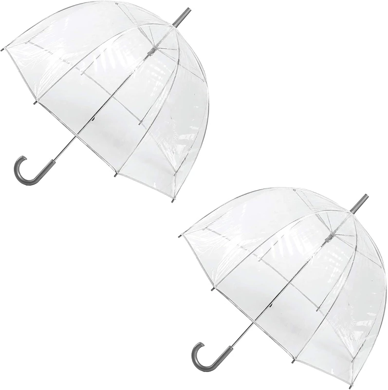 Totes Clear Bubble Umbrella, 51" Dome Canopy, Lightweight for Wind and Rain Protection, Adults 2-Pack