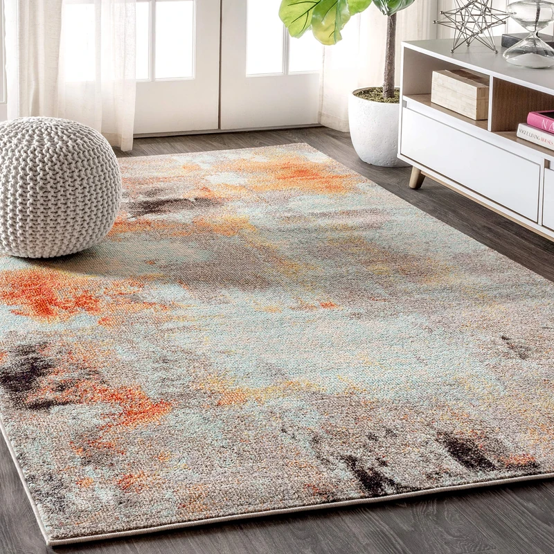 JONATHAN Y CTP104B-8 Contemporary POP Modern Abstract Vintage Indoor Area Rug, Transitional, Bohemian Easy Cleaning, Bedroom, Kitchen, Living Room, Non Shedding, Cream/Orange, 240 cm X 300 cm