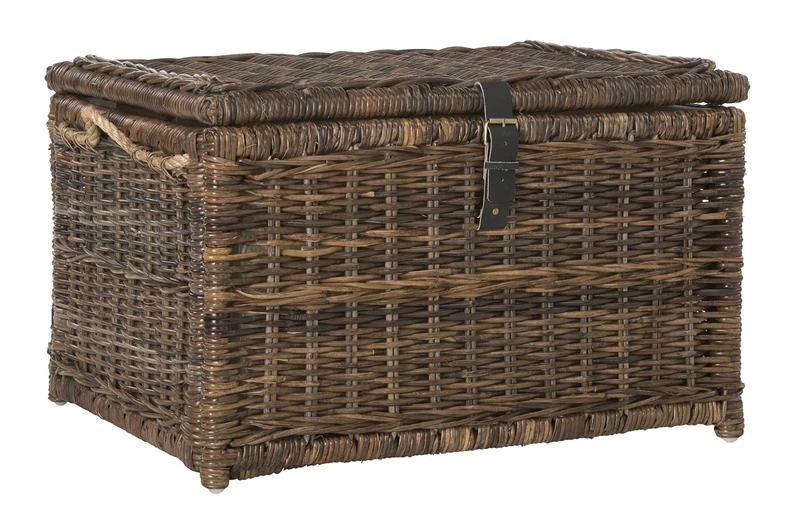 happimess HPM9001B Caden 76-cm Wicker Storage Trunk for Home, Bedroom, Living Room, Hallway, Brown - Image 1