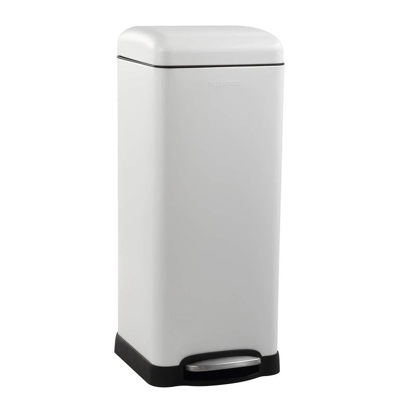 happimess HPM1007A Betty Retro 30-Liter Step-Open Trash Can for Home, Kitchen, Living Room, Dining Room, Bathroom, Office, White