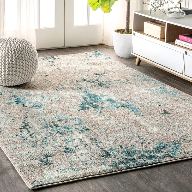 JONATHAN Y CTP103A-8 Contemporary POP Modern Abstract Vintage Faded Indoor Area Rug, Transitional, Bohemian Easy Cleaning, Bedroom, Kitchen, Living Room, Non Shedding, Blue/Gray, 240 cm X 300 cm