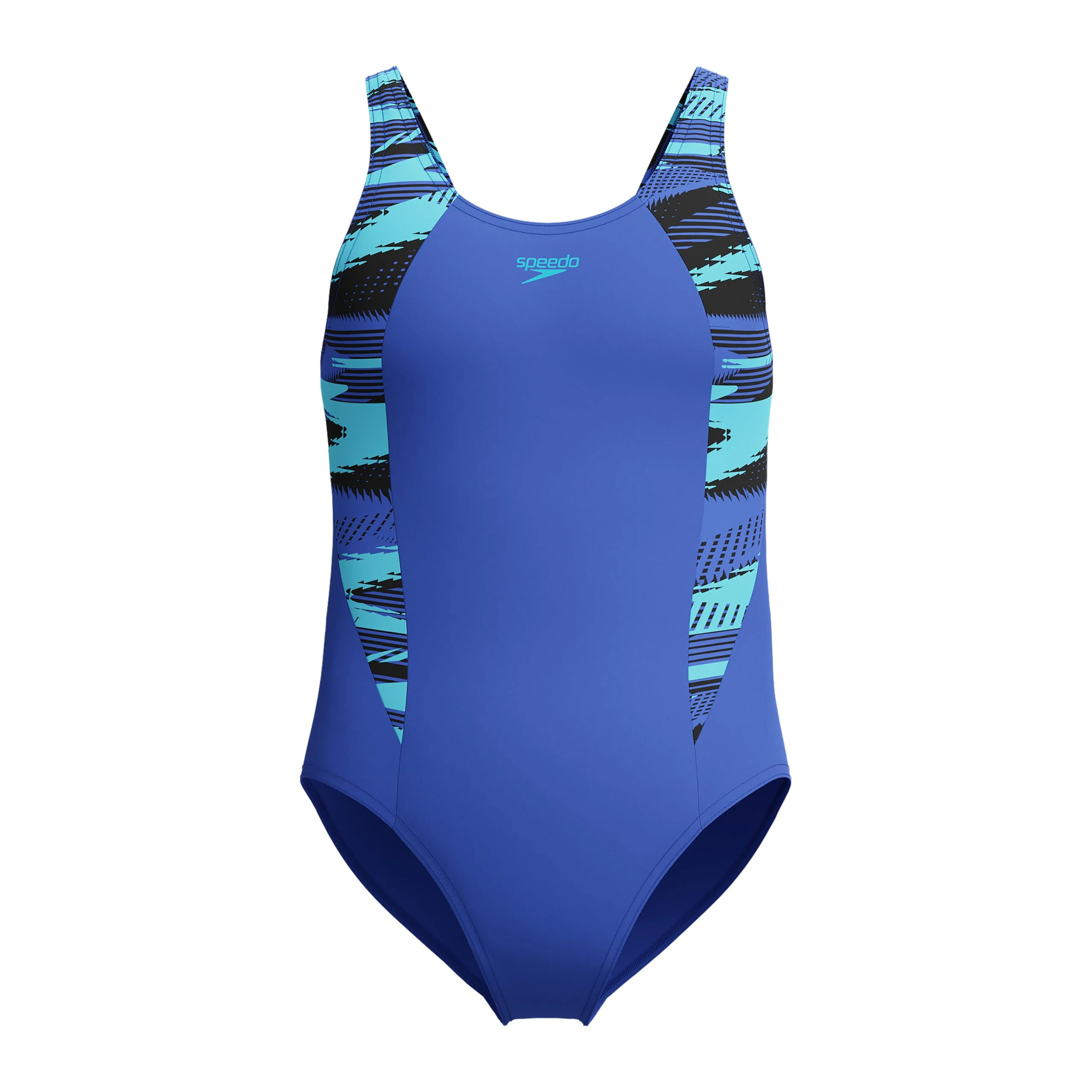 Speedo Girls Hyperboom Splice Muscleback Swimsuit | Swim Training |Chlorine Resistant | Quick Drying | Stretch Fabric | Comfort Fit, Cobalt Pop, 5-6