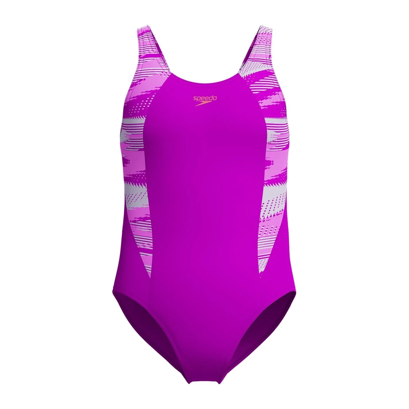 Speedo Girls Hyperboom Splice Muscleback Swimsuit | Swim Training |Chlorine Resistant | Quick Drying | Stretch Fabric | Comfort Fit, Diva, 11-12