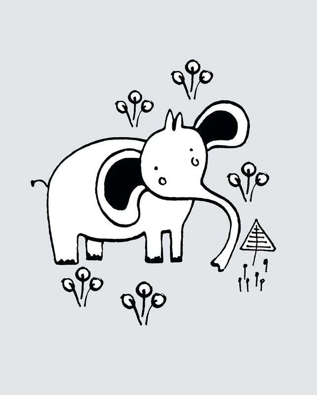 Komar Scribble Elephant Wall Picture | Poster, Picture, Living Room, Bedroom Decoration, Art Print | Without Frame | P104D-40x50 | Size: 40 x 50 cm (width x height) - Image 1