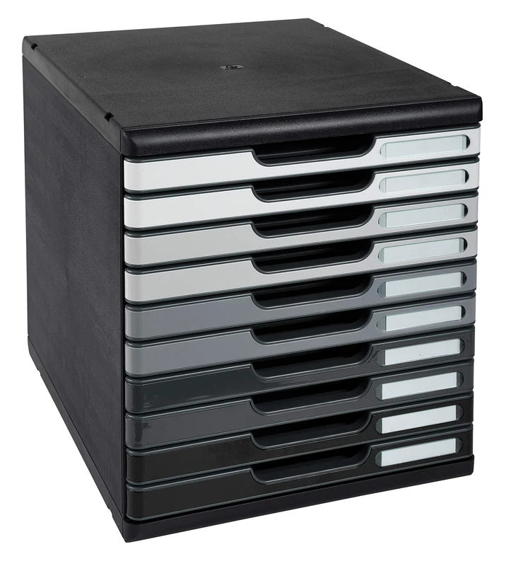 Exacompta - Ref 302794D - Iderama Collection - Modulo A4 - 350 x 288 x 320mm in Size, 5 Closed Drawers (54mm Height), Smooth Opening with Stop, Label Holders - Black/Grey