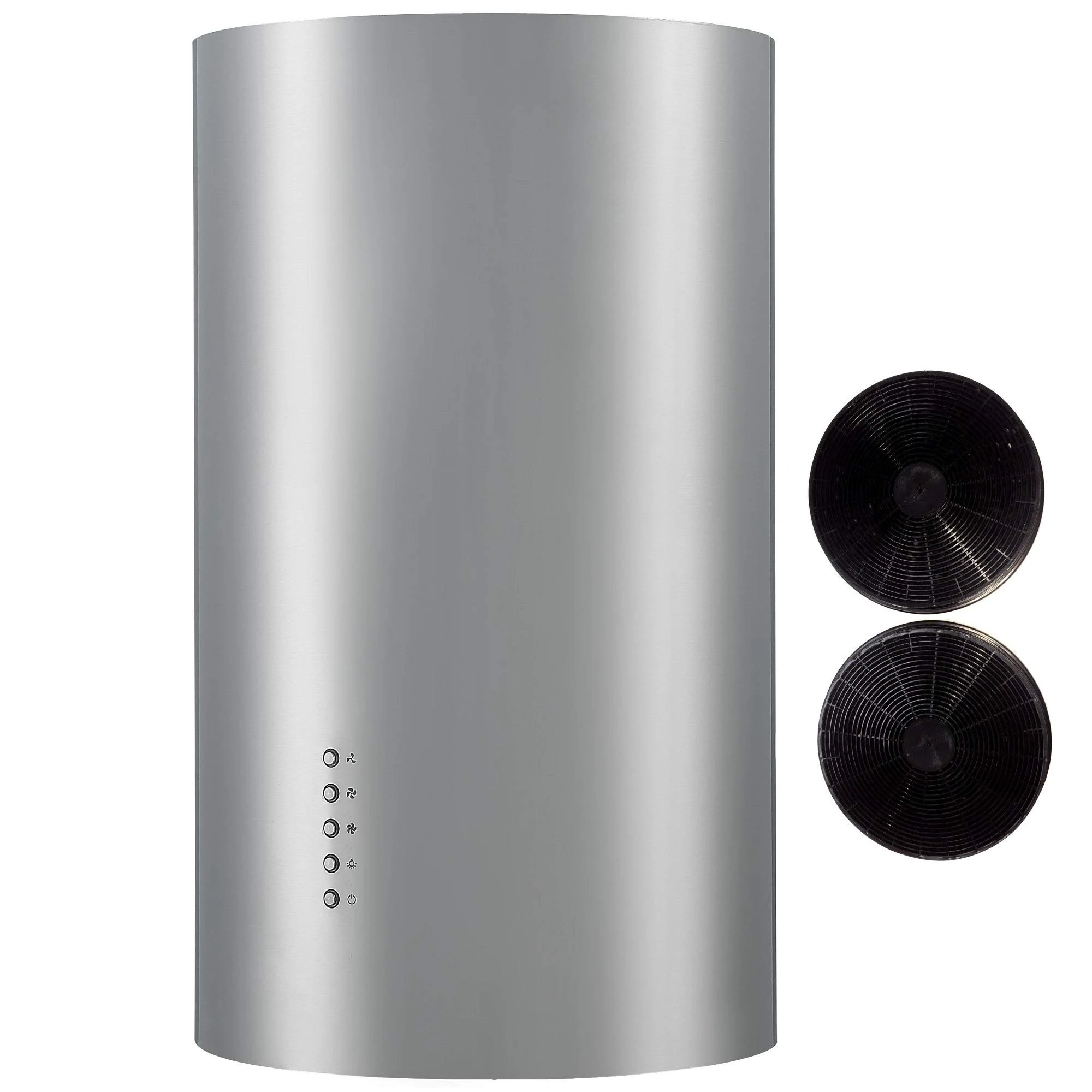 Cookology 35cm Island Cylinder Cooker Hood & Kitchen Extractor Fan Carbon Filters (Stainless Steel)