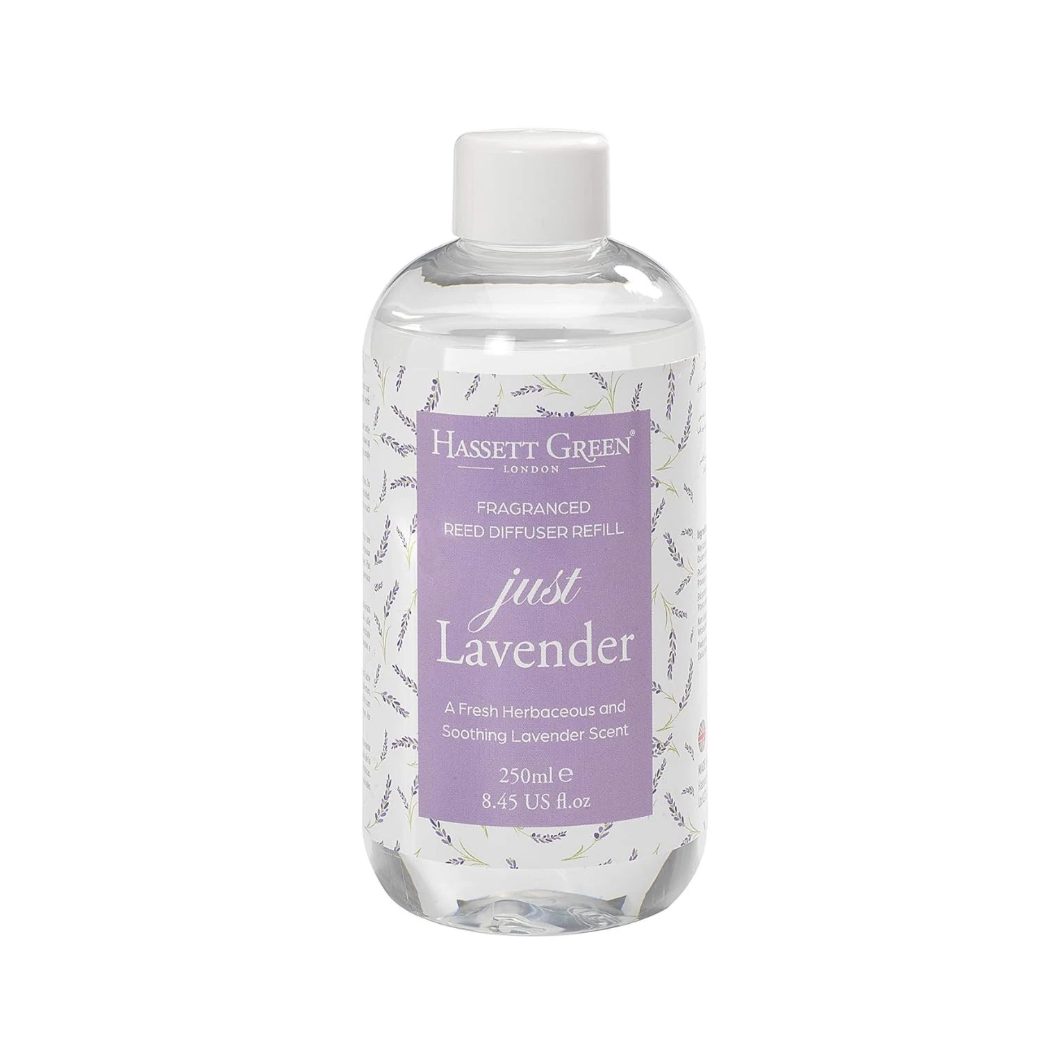 Hassett Green London - Just Lavender - Fragrance Oil Reed Diffuser Refill - Larger Size 250ml Bottle