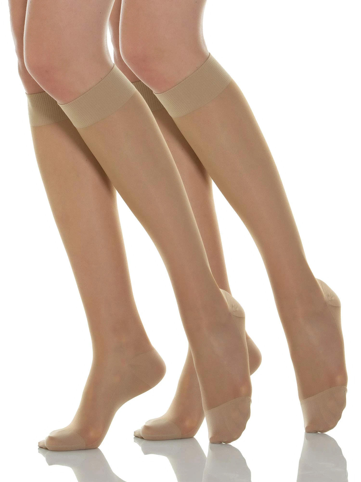 Relaxsan Basic 750 (2 Pairs - Skin 3/L) Compression Socks for Women, Knee High Socks 12-17 mmHg