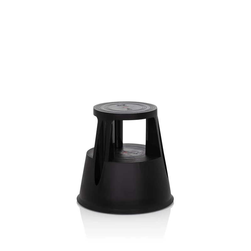 hjh OFFICE Step Stool Plastic Elephant Foot TIO-M I TÜV Tested Height 42 cm Maximum Load 150 kg with Wheels Black