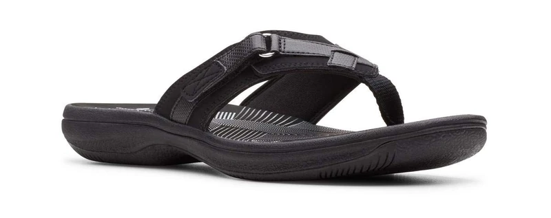 Clarks Women's Breeze Sea Flip-Flop Black Premium Black 7 M US