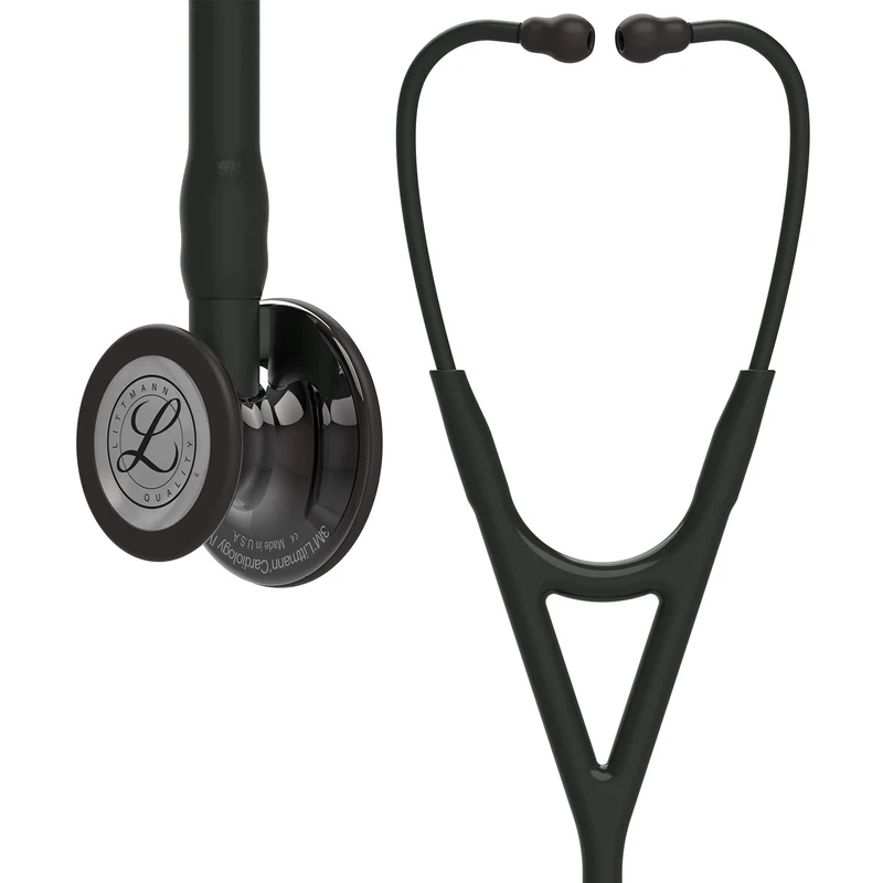 3M Littmann Cardiology IV Diagnostic Stethoscope, High Polish Smoke-Finish Chestpiece, Black Tube, Stem and Headset, 27 inch, 6232