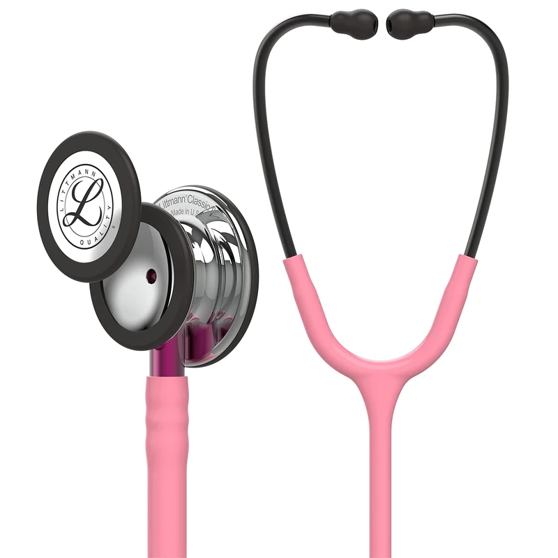 3M Littmann Classic III Monitoring Stethoscope, Mirror Chestpiece, Pearl Pink Tube, Pink Stem and Smoke Headset, 27 inch, 5962