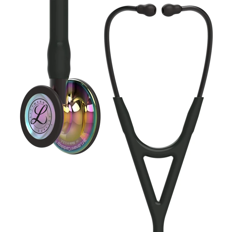 3M Littmann Cardiology IV Diagnostic Stethoscope, High Polish Rainbow-Finish Chestpiece, Black Tube, Smoke Stem and Smoke Headset, 27 inch, 6240