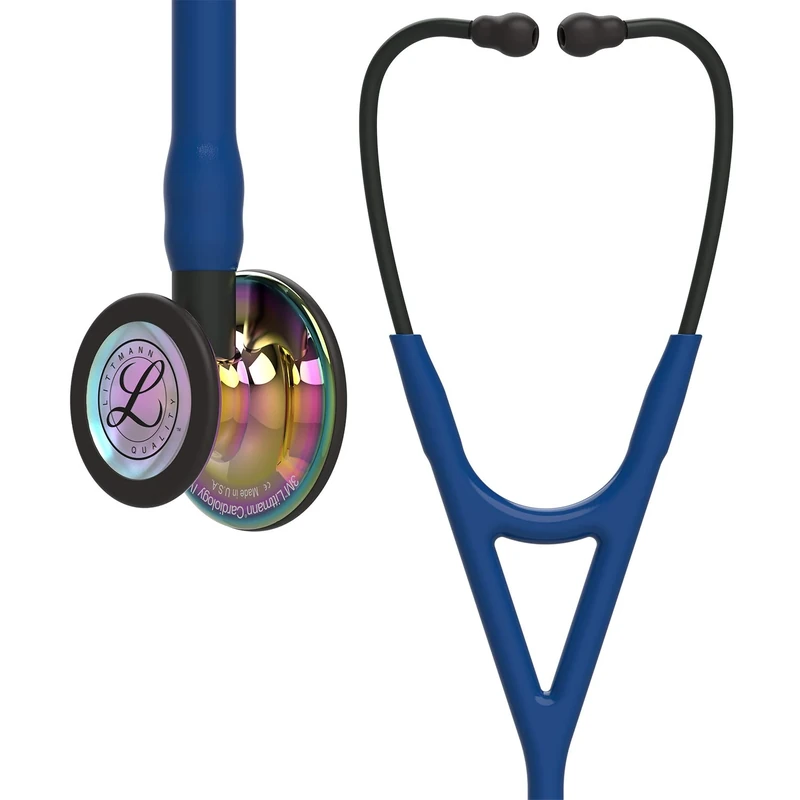 3M Littmann Cardiology IV Diagnostic Stethoscope, High Polish Rainbow-Finish Chestpiece, Navy Tube, Black Stem and Black Headset, 27 inch, 6242