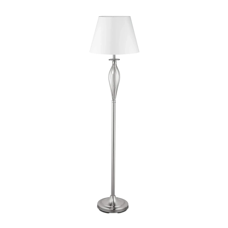 Relaxdays, Gold Umbrella lamp, Floor lamp Silver, 158 x 39 x 39 cm