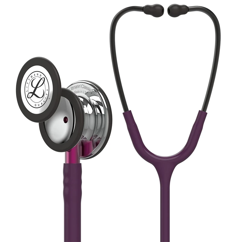 3M Littmann Classic III Monitoring Stethoscope, Mirror Chestpiece, Plum Tube, Pink Stem and Smoke Headset, 27 inch, 5960