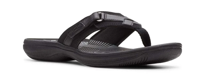 Clarks Women's Breeze Sea Flip-Flop Black Premium Black 8 M US